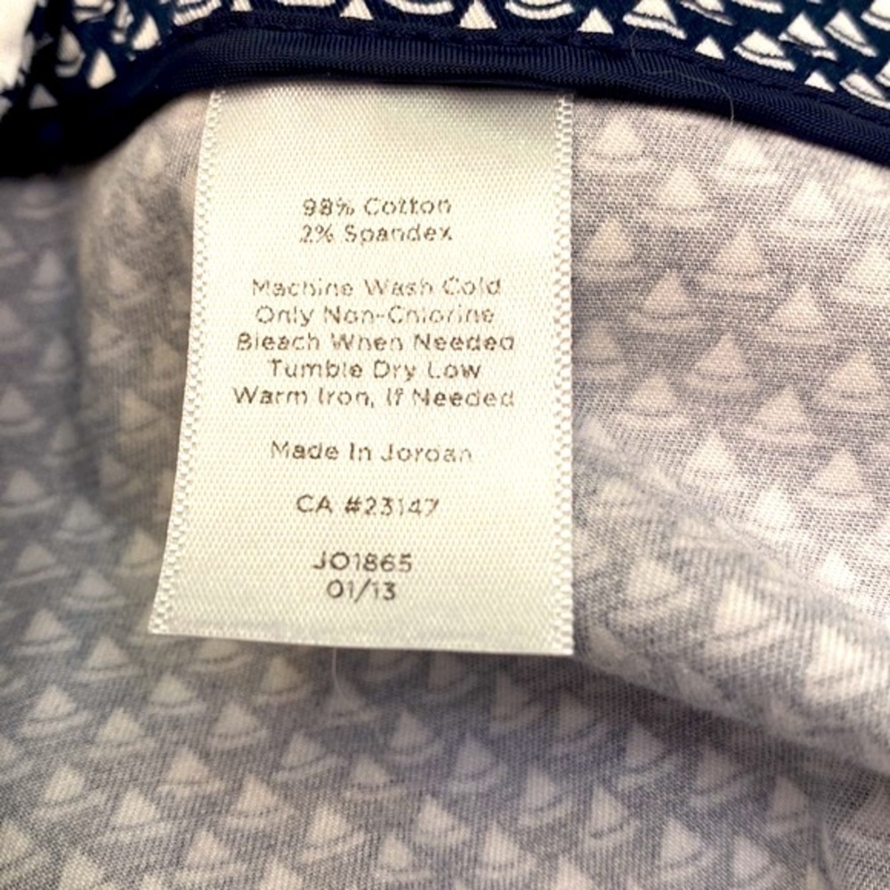 Talbots Nautical Print Heritage Fit Navy & White Sailboat Cotton & Spandex Pants - Picture 9 of 9